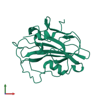 PDB entry 2r77 coloured by chain, front view.