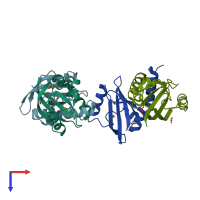PDB entry 2r78 coloured by chain, top view.