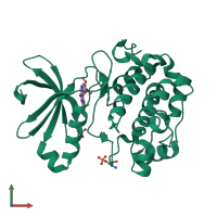 PDB entry 2r7b coloured by chain, front view.