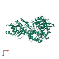 PDB entry 2r7f coloured by chain, top view.
