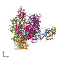 PDB entry 2r7z coloured by chain, front view.