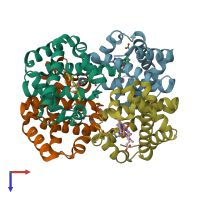 PDB entry 2r80 coloured by chain, top view.