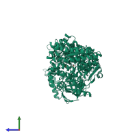 PDB entry 2r82 coloured by chain, side view.