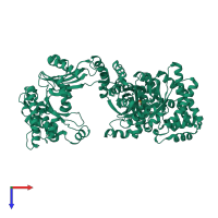 PDB entry 2r82 coloured by chain, top view.