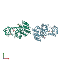 PDB entry 2r85 coloured by chain, front view.