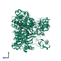 5-formaminoimidazole-4-carboxamide-1-(beta)-D-ribofuranosyl 5'-monophosphate synthetase in PDB entry 2r85, assembly 1, side view.