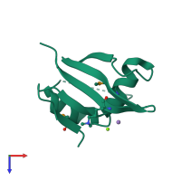PDB entry 2r8d coloured by chain, top view.