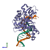 PDB entry 2r8h coloured by chain, side view.