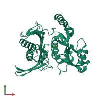 PDB entry 2r8t coloured by chain, front view.