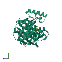 PDB entry 2r8t coloured by chain, side view.