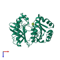 PDB entry 2r8t coloured by chain, top view.