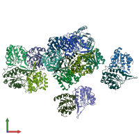 PDB entry 2r8y coloured by chain, front view.