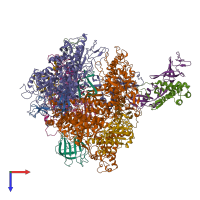 PDB entry 2r93 coloured by chain, top view.