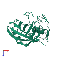 PDB entry 2r99 coloured by chain, top view.