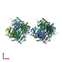 PDB entry 2r9g coloured by chain, front view.
