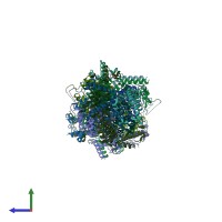 PDB entry 2r9g coloured by chain, side view.