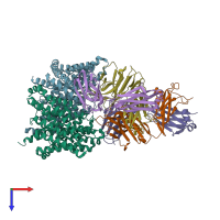 PDB entry 2r9h coloured by chain, top view.