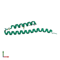 PDB entry 2r9i coloured by chain, front view.