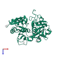 Lactotransferrin in PDB entry 2r9j, assembly 1, top view.