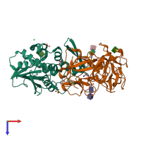 PDB entry 2r9k coloured by chain, top view.