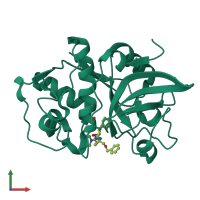 Monomeric assembly 1 of PDB entry 2r9o coloured by chemically distinct molecules, front view.