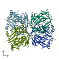 PDB entry 2r9q coloured by chain, front view.