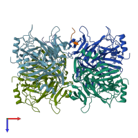 PDB entry 2r9q coloured by chain, top view.
