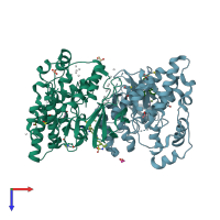 PDB entry 2r9s coloured by chain, top view.
