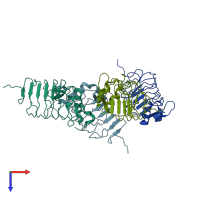 PDB entry 2r9u coloured by chain, top view.