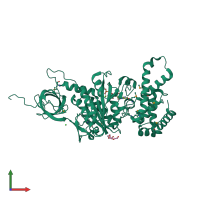 PDB entry 2r9v coloured by chain, front view.