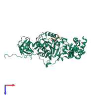 PDB entry 2r9v coloured by chain, top view.