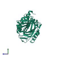 PDB entry 2r9y coloured by chain, side view.