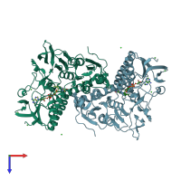 PDB entry 2r9z coloured by chain, top view.