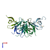 PDB entry 2ra2 coloured by chain, top view.