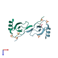 PDB entry 2ra4 coloured by chain, top view.