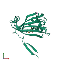 PDB entry 2ra5 coloured by chain, front view.