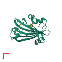 PDB entry 2ra5 coloured by chain, top view.