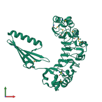 PDB entry 2ra8 coloured by chain, front view.