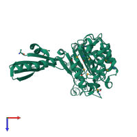 PDB entry 2ra8 coloured by chain, top view.