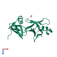 PDB entry 2ra9 coloured by chain, top view.