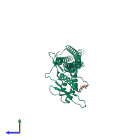 PDB entry 2rak coloured by chain, side view.