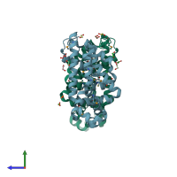 PDB entry 2ras coloured by chain, side view.
