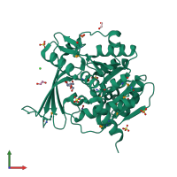 PDB entry 2rbc coloured by chain, front view.