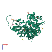 PDB entry 2rbc coloured by chain, top view.