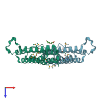 PDB entry 2rbd coloured by chain, top view.