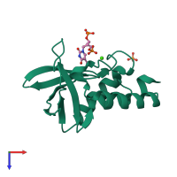 PDB entry 2rbm coloured by chain, top view.