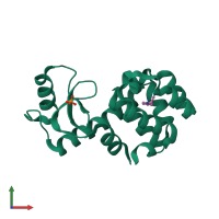 PDB entry 2rbn coloured by chain, front view.