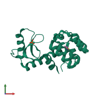 PDB entry 2rbo coloured by chain, front view.