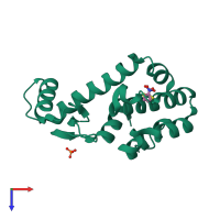 PDB entry 2rbo coloured by chain, top view.