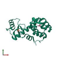 PDB entry 2rbr coloured by chain, front view.